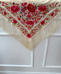 Mantón Rosas niña marfil