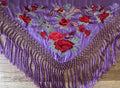 Mantón Anastasia niña bordado algodón malva