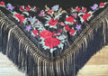 Mantón Anastasia niña bordado algodón negro
