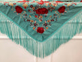 Mantón señora clavel verde turquesa