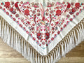Mantón Pavo real niña algodón blanco