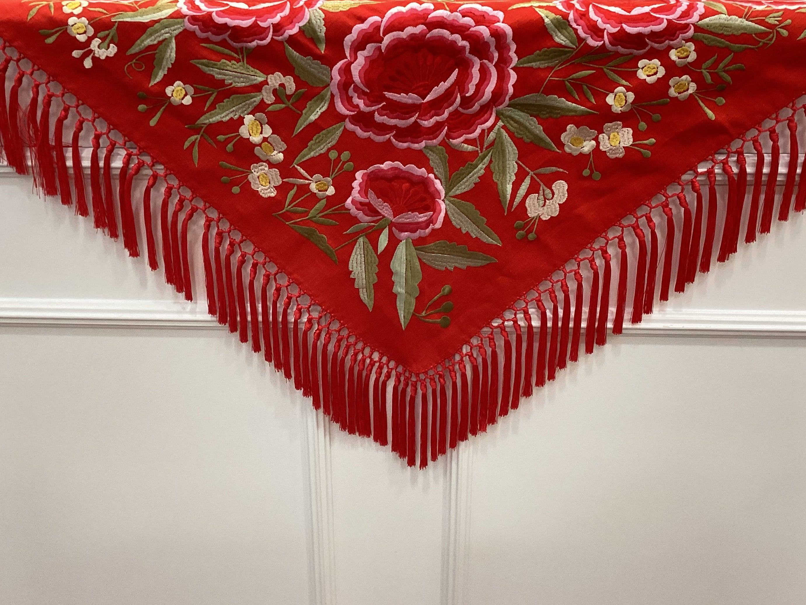 Mantón Lino señora color rojo