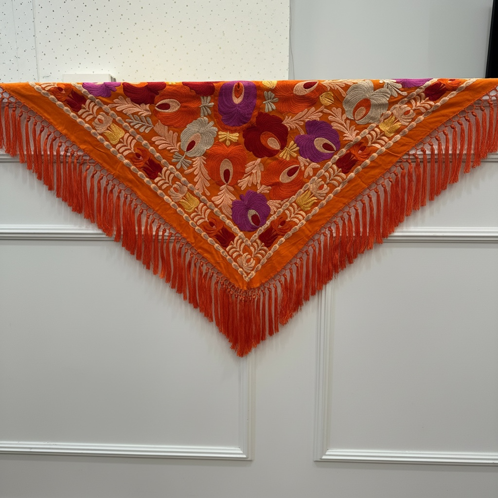 Mantón señora Marta color naranja