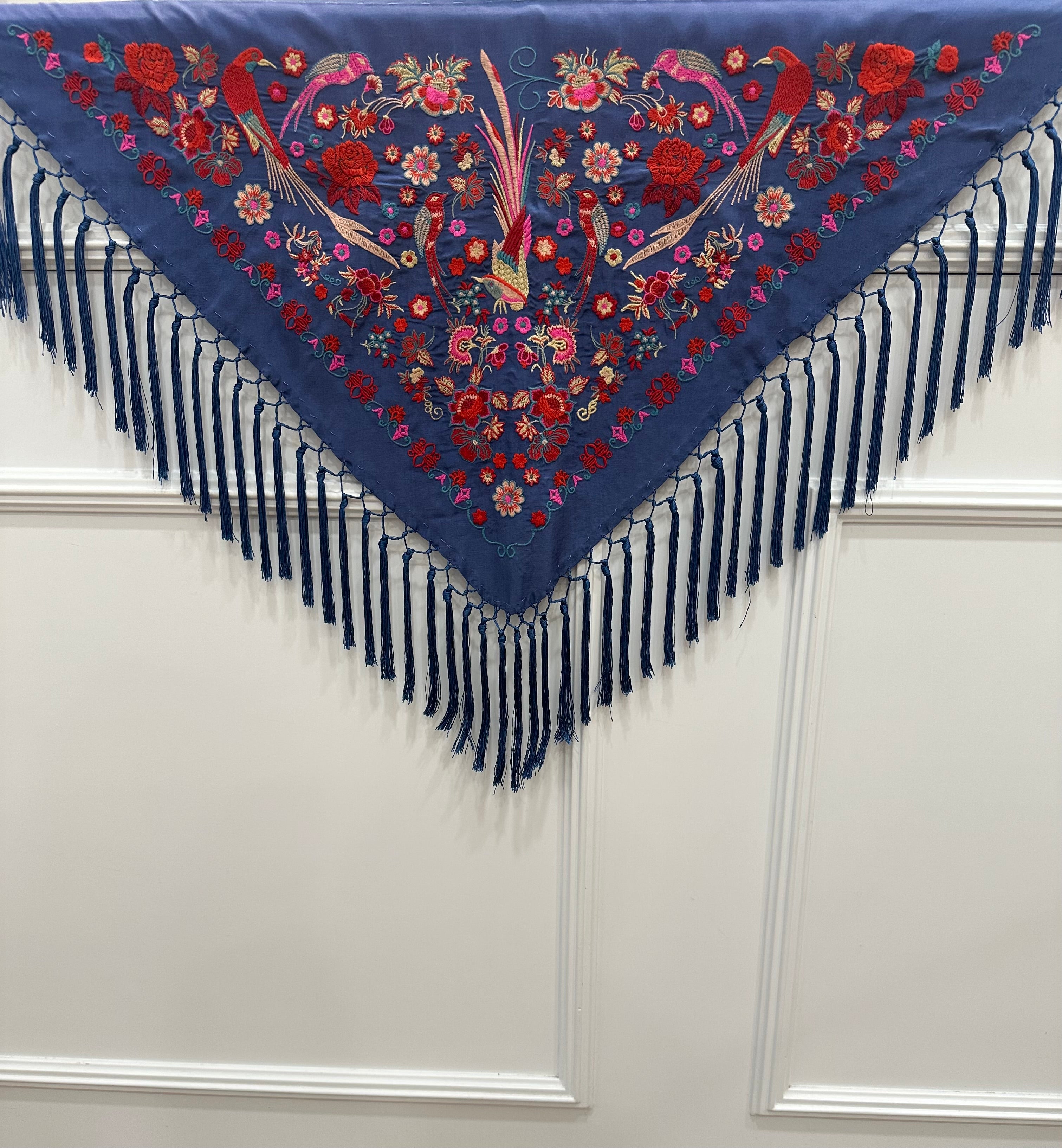 Mantón pavo real azul eléctrico
